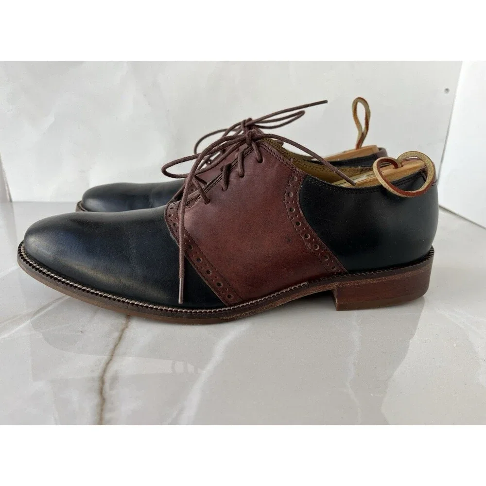 Cole Haan Men Williams Saddle Black Brown Leather Oxford Dress Shoes Sz 9 M